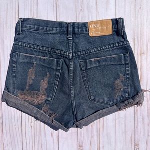 Black Distressed One Teaspoon Shorts